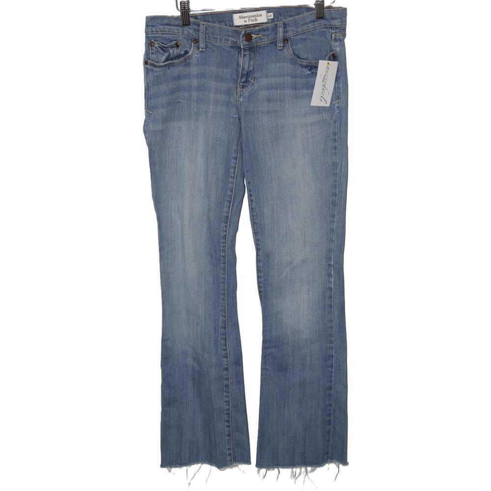 Womens Abercrombie & Fitch Stretch Blue Denim Light Wash Boot Cut Jeans Size 4 R